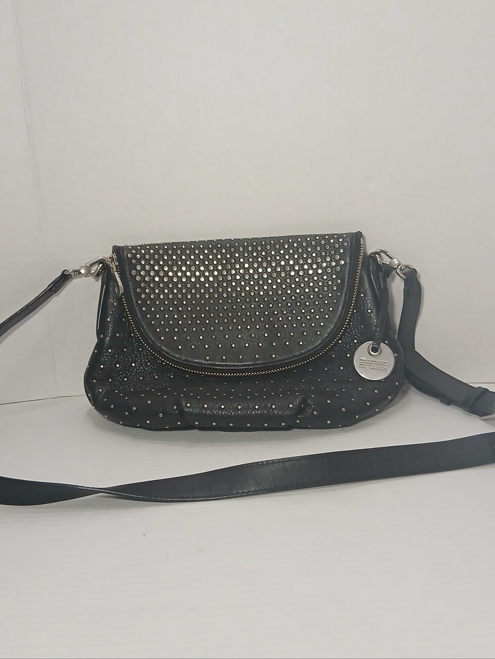 Marc by Marc Jacobs Mini Q Natasha New Q Degrade Stud Crossbody Purse Bag Black